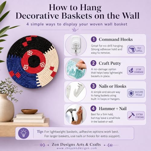 Handwoven African Basket Bowl for Fruits Wall Decor 8in diameter - Image 6