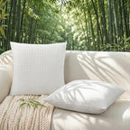 a moment 2 Pack Bamboo Fiber Pillow Covers - Waffle Weave, Ultra Soft & Breathable, Euro Shams Cotton Throw Pillow for Couch, Sofa, Bedroom Living Room 26x26 Inch White - Image 3