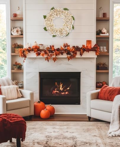 Fall Wreaths for Front Door 22 inch Autumn Wreath with Hydrangeas - Image 5