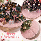 Foilswirl 60 Inch Dusty Pink Velvet Quilted Christmas Tree Skirt - Image 6