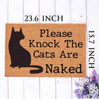 Funny Coir Doormat Please Knock the Cats are Naked Cat Welcome Front Porch Decor Doormat For The Entrance Way Personalized Rugs with Heavy-Duty PVC Back Non Slip Outdoor Coir Doormat 23.6 x 15.7 inch - Image 3