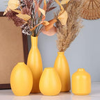 Yellow Ceramic Bud Vases Set of 5, Farmhouse & Fireplace Decor, Multipurpose Home Decoration for Living Room, Entrance, Bathroom, Kitchen & Office, Coffee Table Decor, Bulk Bud Vases - Image 4