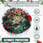Zhengmy 15 Pcs 24 Inch Christmas Wreath Storage Bags Transparent Wreath Storage Container Bulk Wreaths Box with Dual Zippers and Handles for Xmas Holiday Wreaths Garland - Image 3