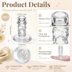 Mumufy 12 Pcs Glass Crystal Taper Candle Holders, 4 Inch Clear Glass Candlestick Holder Fit 0.8 Inch Candles, Crystal Decorative Candle Stand Centerpiece for Wedding, Dining Room, Party(Ice Patterns) - Image 2