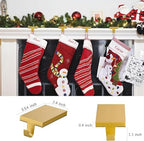 2 Pcs Christmas Stocking Holders Hanging Hooks Heavy Duty Mantel Stocking Holder Bases Weighted Metal Stocking Hangers for Shelf Fireplace Stair Xmas Party Decor (2, Gold) - Image 3