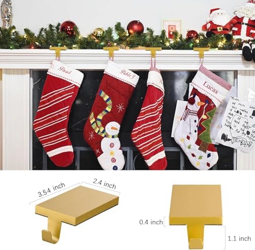 6 Pcs Christmas Stocking Holders Hanging Hooks Heavy Duty Mantel Stocking Holder Bases Weighted Metal Stocking Hangers for Shelf Fireplace Stair Xmas Party Decor (6, Gold) - Image 3