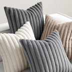 MIULEE Faux Fur Plush Decorative Throw Pillow Covers 20x20, Grey Taupe - Image 5