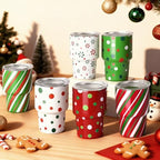 6 Pcs Set, Mini Shot Glasses with Christmas Stocking, Lids, and Straws, 3oz Stainless Steel Christmas Cups for Holiday Party, Family Gathering, and Christmas Stocking Stuffers - Image 2