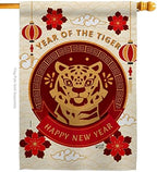 Happy Tiger Year House Flag New Lunar Good Luck Prosperous Seasonal Arrival Blessing Decoration Banner Small Garden Yard Gift Double-Sided, Made in USA by Unknown