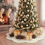 Hollowfly Creamy White Velvet Christmas Tree Skirt, Sequin Snowflake 48'' - Image 6