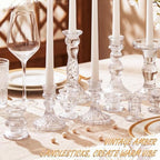 Mumufy 48 Pcs Clear Crystal Taper Candle Holders with Flameless Candles - Image 2