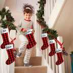 Tatuo 12 Pack Christmas Burlap Stockings Hanging,Black Red - Image 6