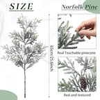 Giegxin 4 Pcs 25.6" Norfolk Pine Branches Frosted with Pinecones - Image 2
