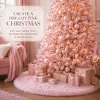 AOGU 60 Inch Faux Fur Christmas Tree Skirt Pink Plush Skirt for Merry Christmas Party Christmas Tree Decoration - Image 3
