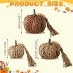Wesiti 3 Pcs Rattan Pumpkin Decor with Tassel Beads Neutral Fall Decor - Image 2