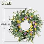 26 Inches Large Fall Wreaths for Front Door Decor, Olive Eucalyptus Leaf Silk Poppy Paper Flower Wildflower Wreath, Floral Easter Wreath Indoor Outdoor Wreaths Porch Farmhouse Home Decor - Image 6