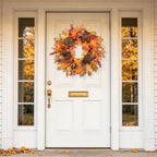 24" Fall Wreath for Front Door with Pinecones, Faux Maple, Berries & Acorns - Image 3
