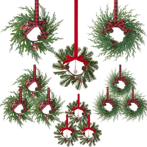 Ogrmar 12 Pack Mini Christmas Wreaths Small Holiday Cabinet Wreath Decor by Ogrmar