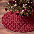 Civaner 48in Burgundy Bow Christmas Tree Skirt Faux Fur by Civaner