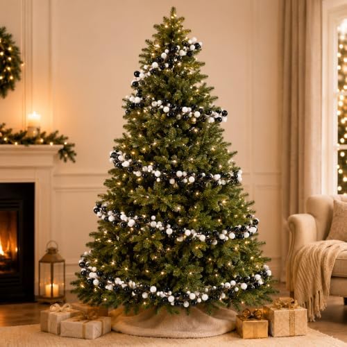 12ft Black White Christmas Ball Garland Ornaments, Gothic Xmas Tree Garland - Image 5