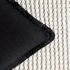 Foindtower Decorative Linen Fringe Throw Pillow Covers 24×24 Inch,Black - Image 3