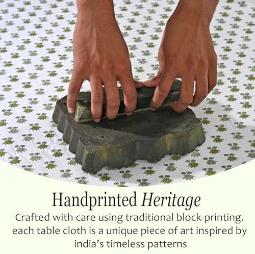 CPC Lotus Meadow Tablecloth 100% Cotton 70x118 Inch Indian Block Print Rectangle Table Cover, Table Cloth for Gifting in Weddings, Halloween, Fall, Christmas, Thanksgiving - Image 5