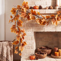 6 ft Artificial Fall Rig Leaf Garland for Fireplace Mantel Decor by Wavyknot