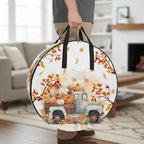 Thanksgiving Pumpkin Round Storage Bag 24 Inch, Truck Fall Maple Leaves Clothes Storage Container with Handles Heavy Duty Organizer for Comforter, Bedding & Holiday Wreaths - Image 2