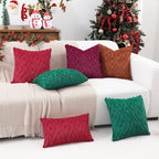 Pallene Fall Burgundy Faux Fur Throw Pillow Covers 24x24 Set of 2 - Image 6