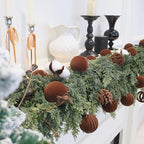 3.15In Brown Velvet Christmas Ornaments Set,12Pcs Flocked Ornaments Balls - Image 6