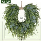 22" Artificial Eucalyptus & Saw Grass Wreath for Front Door Decor - Image 6
