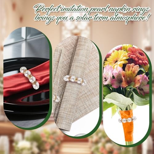 200 Pcs Gold Napkin Rings Bulk, Pearl Napkin Rings - Image 5