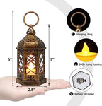 LLQ Mini Lantern with LED Candle, 12PCS Small Lanterns Decorative Indoor, Vintage Moroccan Lights for Halloween Decorations, Hanging Ornaments for Christmas, Table Centerpiece, Boho Wedding Decor - Image 6