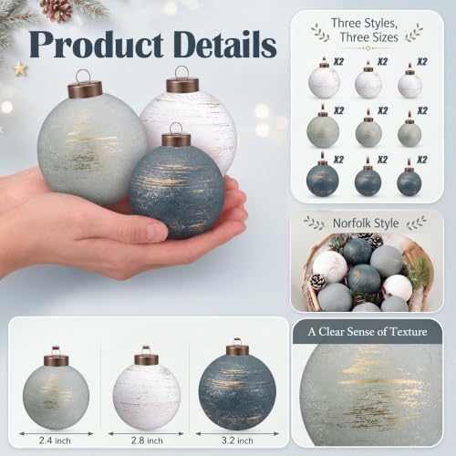 Yunlly 18pcs Neutral Christmas Ball Ornaments Shatterproof Xmas Tree Decor - Image 3