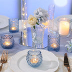 DARJEN Blue Votive Candle Holders Set of 24- Round Candle Holders Bulk, Glass Candle Holder for Vintage Decoration, Tea Lights Candle Holders for Wedding Shower, Party & Gift - Image 4