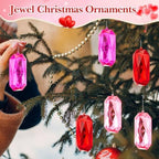 Syhood 8 Pack Jewel Ornament Bulk 5.7 Inch Red Pink Jewel Ornaments for Christmas Tree Glitter Acrylic Valentines Tree Ornaments for Wedding Holiday Party Decor(Rhombus,3 Colors) - Image 6