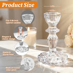 10 Pcs Clear Glass Taper Candle Holders Bulk Versatile Clear Glass Candlestick Holder Set of 10 Glass Candle Holder Candle Sticks Holder Decor for Holidays, Wedding, Birthday & Home Table Accents - Image 5