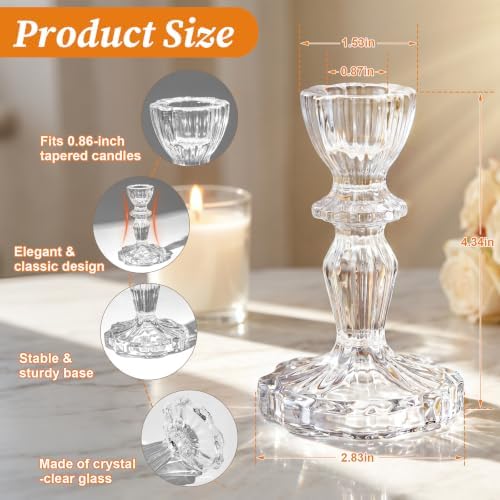 10 Pcs Clear Glass Taper Candle Holders Bulk Versatile Clear Glass Candlestick Holder Set of 10 Glass Candle Holder Candle Sticks Holder Decor for Holidays, Wedding, Birthday & Home Table Accents - Image 5