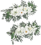 TINGE TIME Flower Garlands, 2 PCS Artificial Eucalyptus Garlands, Handcraft Artificial Rose Garland for Arch Wedding Sweetheart Table Ceremony Backdrop Decorations for Home (IvoryWhite) by TINGETIME