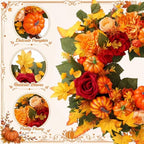 Suncalla Fall Wreath for Front Door 20" Autumn Pumpkin Maple Leaves - Image 3
