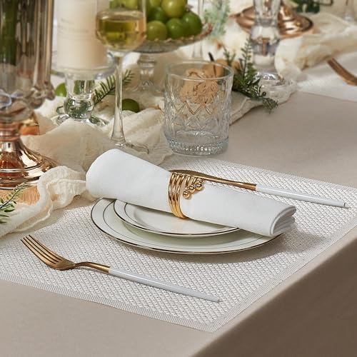 Leetaltree Woven Vinyl Placemats Set of 12, White Sequin - Image 2