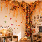 Yinder 41 Pcs Autumn Tree Decorations Set for Classroom Room Include Artificial Maple Garlands and Vines Maple Leaf Cards with Kraft Paper Tape for Fall Classroom Home Room Party Indoor Outdoor Decor - Image 7
