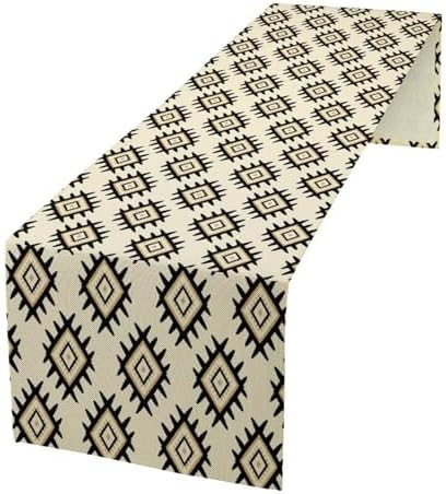 Aztec Tribal Geometric Table Runner Southwestern Style Native Linen Pattern Printed Table Setting Decor for Garden Farmhouse Party Holiday Dinner Home Decoration Everyday 13x120in by Unknown