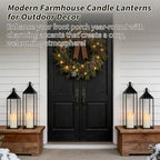 22" 19" Modern Farmhouse Candle Lantern Decor Set of 2 Large Black Metal Candle Lanterns with Flameless Candles, Lanterns Decorative Indoor for Fireplace Mantle Table Outdoor Lanterns for Patio Porch - Image 6