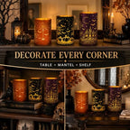 Wind Shear Lighted Halloween Glass Lanterns Set of 3, Tabletop Decor - Image 6