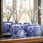 6 Pcs Small Blue and White Vases Chinoiserie Porcelain Vase, Stylish - Image 6