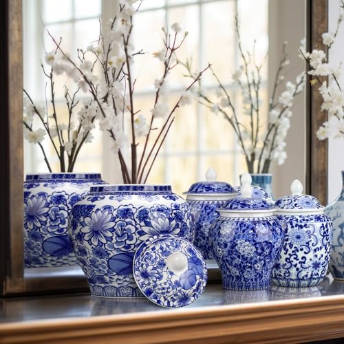 6 Pcs Small Blue and White Vases Chinoiserie Porcelain Vase, Stylish - Image 6