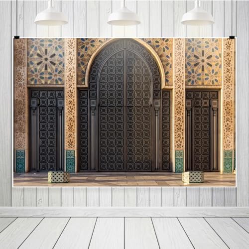 Leowefowa Moroccan Palace Door Photoshoot Backdrop 13x6ft Vinyl Middle Eastern Architecture Party Decorations Banner for Birthday Holiday Photography Portrait Photo Booth Props - Image 2