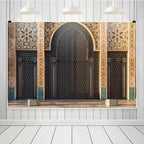 Leowefowa Moroccan Palace Door Photoshoot Backdrop 18x7ft Vinyl Middle Eastern Architecture Party Decorations Banner for Birthday Holiday Photography Portrait Photo Booth Props - Image 2