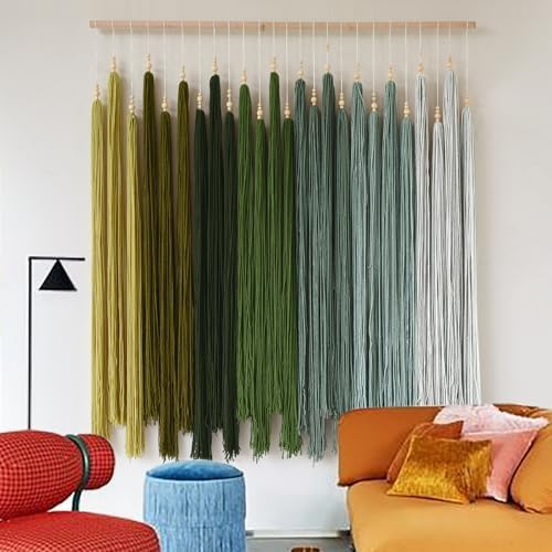 Macrame Wall Hanging Large Geometric Handmade Beaded Tassel Decor 39"W*45"L - Image 3